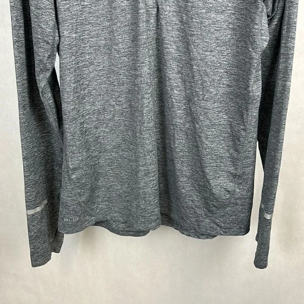 Nike Running 1/2 Zip Pullover Womens Fitted Sz Medium Gray Thumb Holes Half Zip